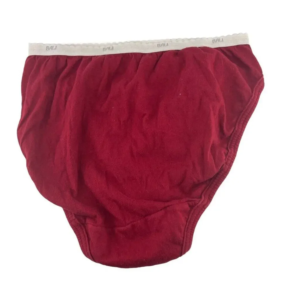 Vintage Bali 2428 Panty Red Hi Leg Cotton Bikini Womens Size 5